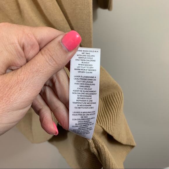 Michael Michael Kors Tan Knit Sweater Dress Gold Zipper Detail Long Sleeve - Picture 5 of 6